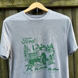 Ford Bronco Graphic T-Shirt Short Sleeve Car Truck Tee Gray Green Mountain Large